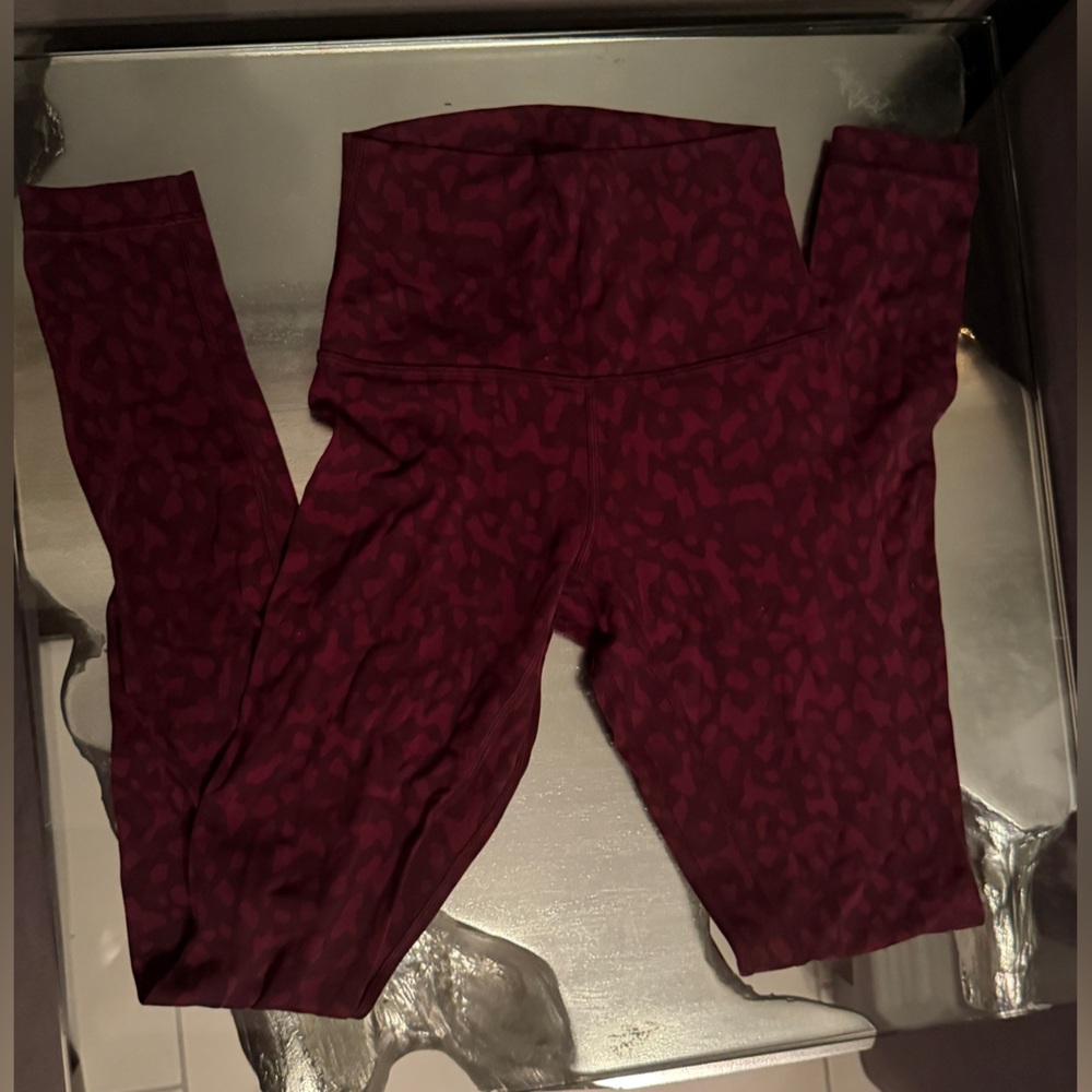 Lululemon Seamless High-Waist Burgundy Active Leggings